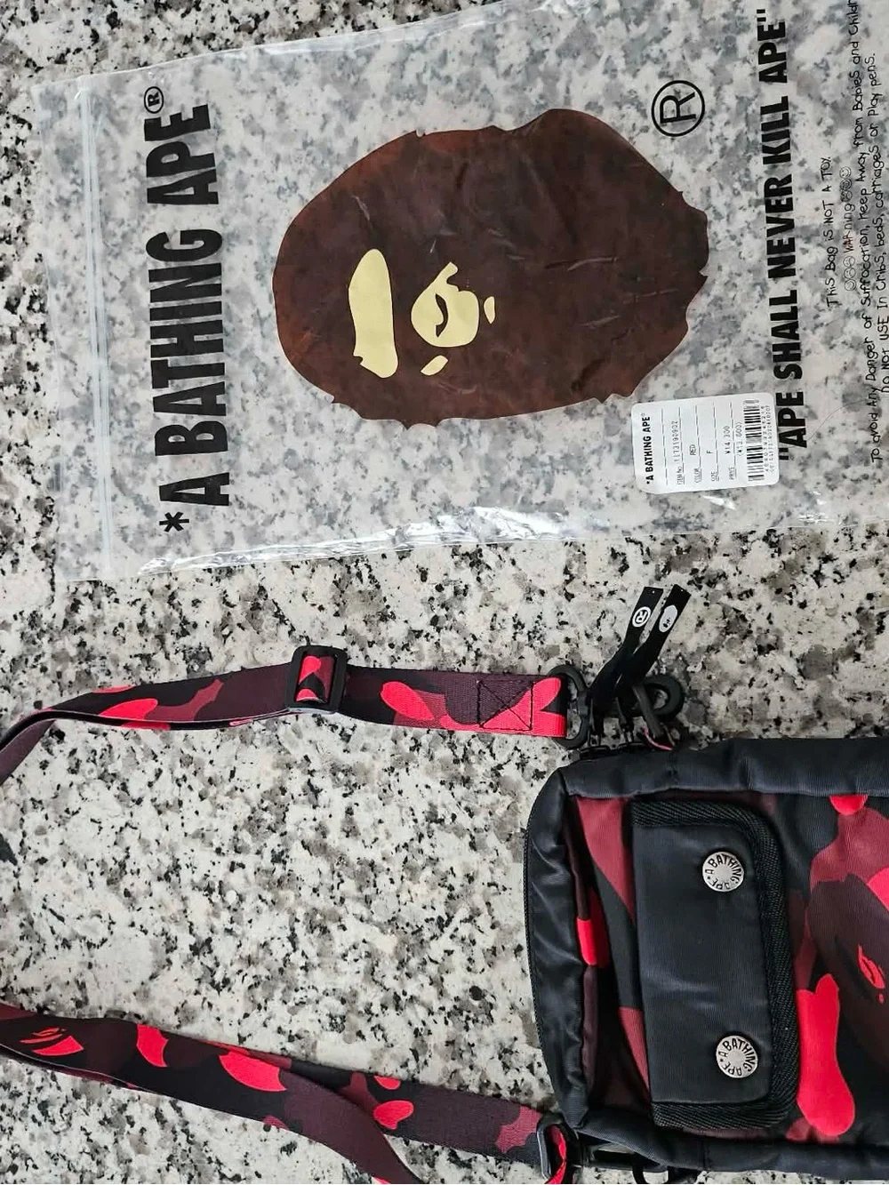 Bape FaZe Clan Red & Black Camouflage Messenger Bag